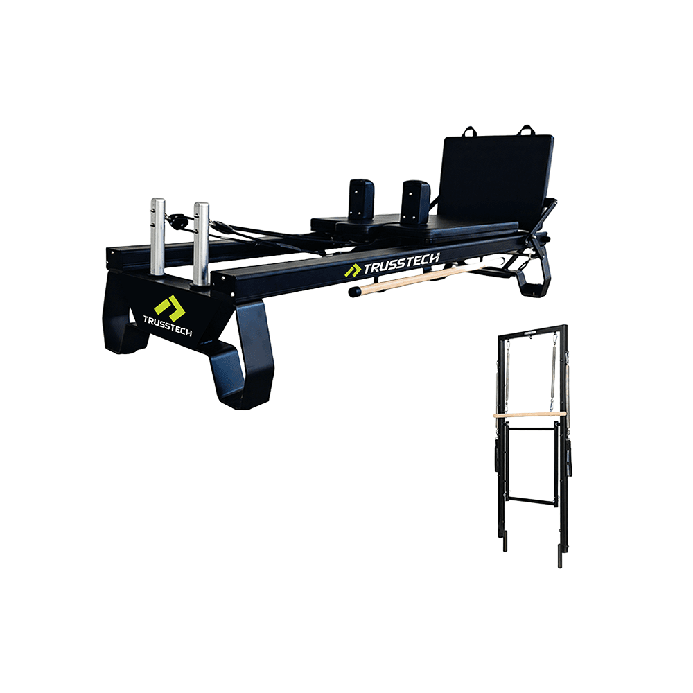 Jet Black Aluminium Reformer with Tower - Pilates by TrussTech Sports & Fitness, Jaipur